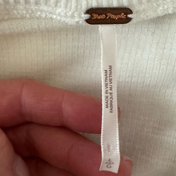 Free People Ivory Ruffle-Shoulder Ribbed Long Sleeve Top - Picture 2 of 5